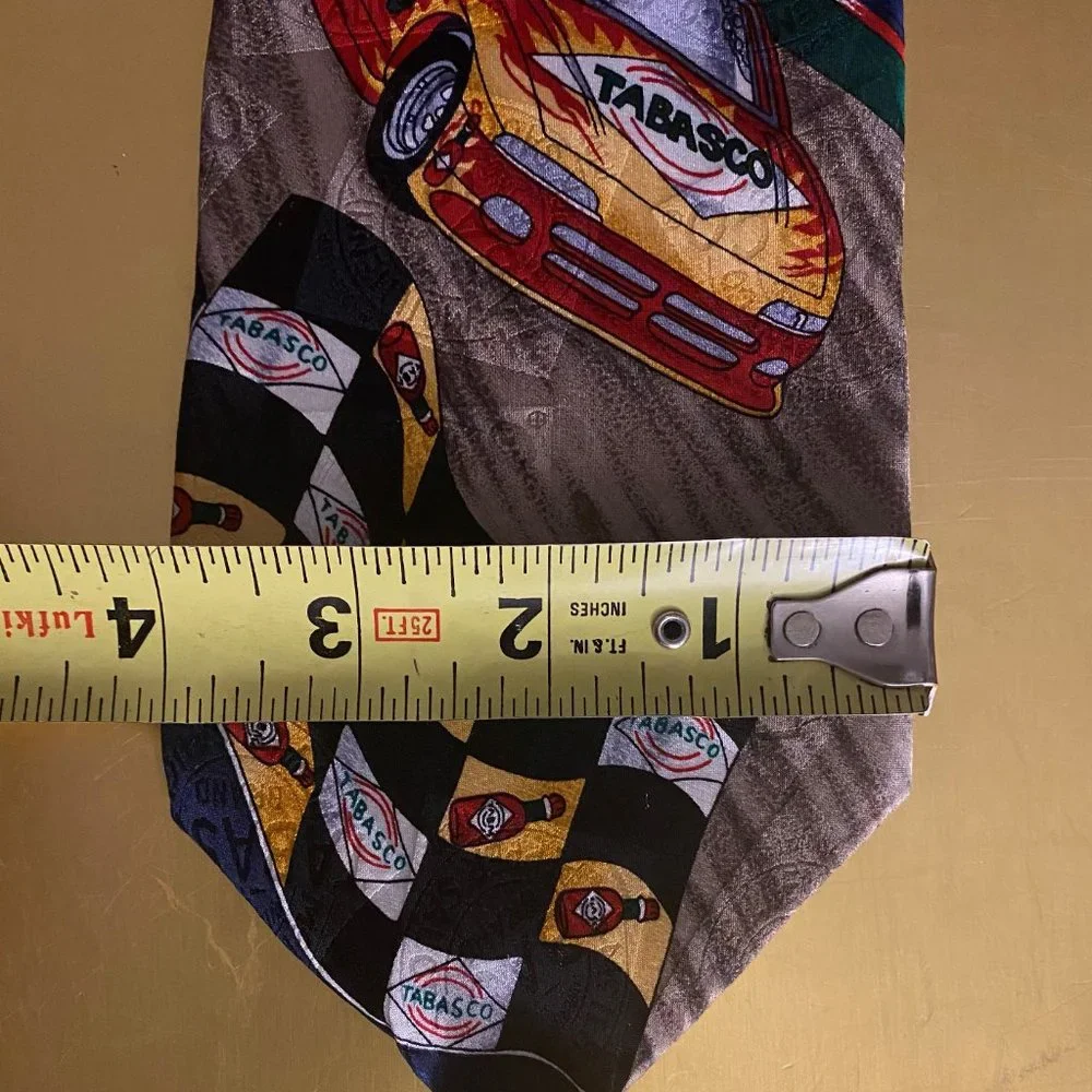 Men's Necktie Auto Racing Theme 100% Silk Tabasco  Brand